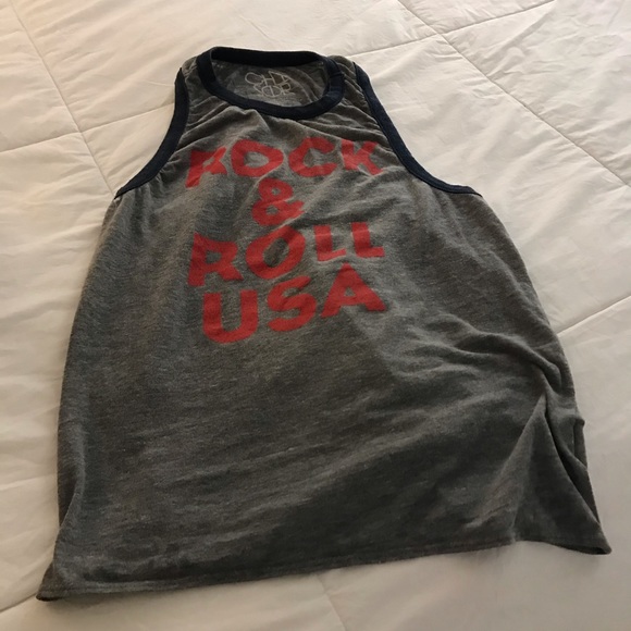 CHASER gray Rock & Roll USA racer back tank top M - Picture 3 of 5